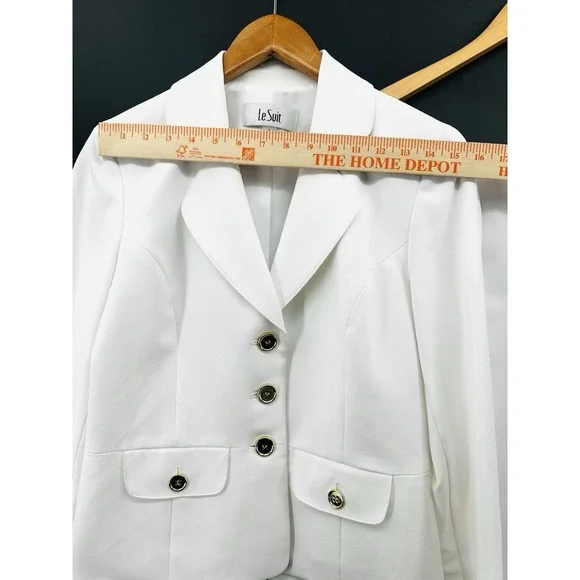 Le Suit Womans White 2-Piece Skirt Suit Set Sz 4 Lined Career Office - Picture 2 of 15